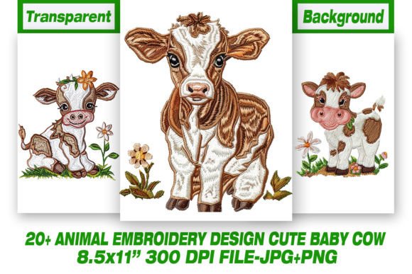 Animal Embroidery Design Cute Baby Cow
