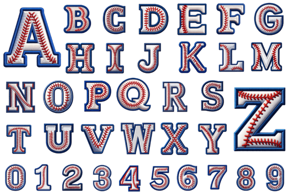 Baseball Embroidery Sport Alphabet
