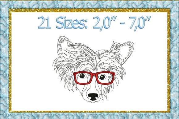 Chinese Crested Glasses Machine Embroidery