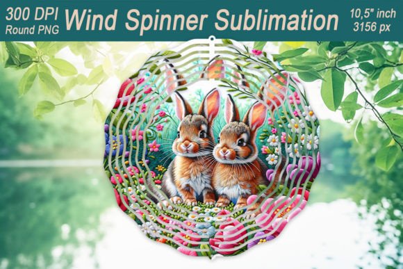 Easter Embroidery Bunny Wind Spinner