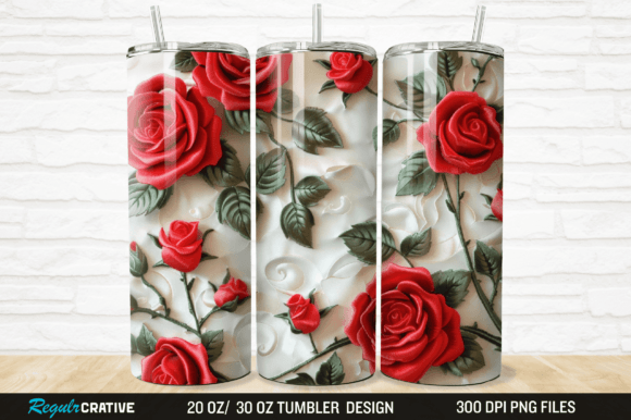 Embroidery Floral Red Roses Tumbler Wrap