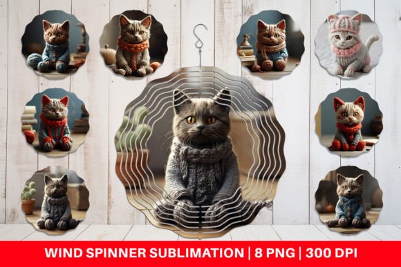 Wind Spinner Cat Embroidery